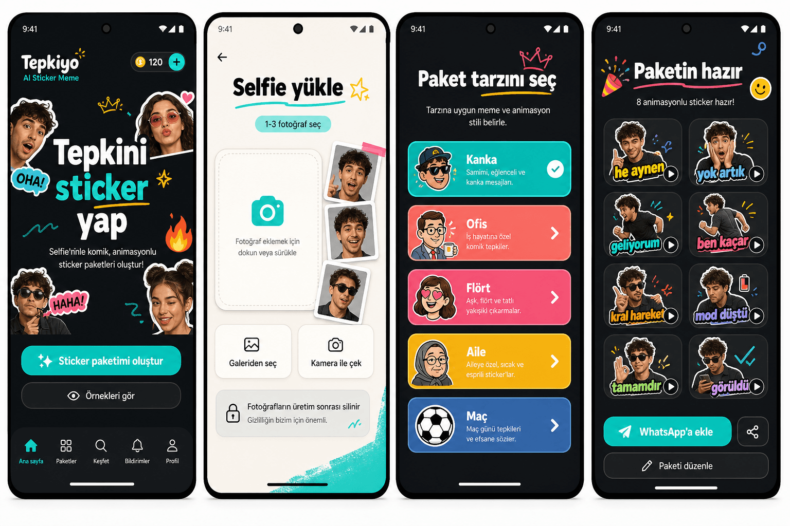 Onaylı Tepkiyo mobil arayüz referansı